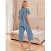 Ekouaer Women’s Pajama Sets Short Sleeve Sleepwear Button Up Pj Loungewear Top and Capri Pants with Pockets(Blue Flower)