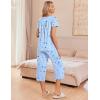 Ekouaer Women’s Pajama Sets Short Sleeve Sleepwear Button Up Pj Loungewear Top and Capri Pants with Pockets(Blue Star)