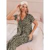 Ekouaer Women’s Pajama Sets Short Sleeve Sleepwear Button Up Pj Loungewear Top and Capri Pants with Pockets(Brown Leopard)