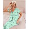 Ekouaer Women’s Pajama Sets Short Sleeve Sleepwear Button Up Pj Loungewear Top and Capri Pants with Pockets(Butterfly Green)
