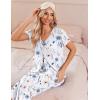 Ekouaer Women’s Pajama Sets Short Sleeve Sleepwear Button Up Pj Loungewear Top and Capri Pants with Pockets(Floral White)