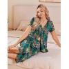 Ekouaer Women’s Pajama Sets Short Sleeve Sleepwear Button Up Pj Loungewear Top and Capri Pants with Pockets(Green Floral)