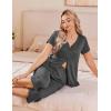 Ekouaer Women’s Pajama Sets Short Sleeve Sleepwear Button Up Pj Loungewear Top and Capri Pants with Pockets(Grey)