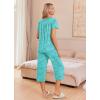 Ekouaer Women’s Pajama Sets Short Sleeve Sleepwear Button Up Pj Loungewear Top and Capri Pants with Pockets(Light Blue Butterfly)