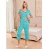 Ekouaer Women’s Pajama Sets Short Sleeve Sleepwear Button Up Pj Loungewear Top and Capri Pants with Pockets(Light Blue Butterfly)