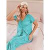 Ekouaer Women’s Pajama Sets Short Sleeve Sleepwear Button Up Pj Loungewear Top and Capri Pants with Pockets(Light Blue Butterfly)