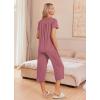Ekouaer Women’s Pajama Sets Short Sleeve Sleepwear Button Up Pj Loungewear Top and Capri Pants with Pockets(Light Coral)