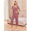 Ekouaer Women’s Pajama Sets Short Sleeve Sleepwear Button Up Pj Loungewear Top and Capri Pants with Pockets(Light Coral)