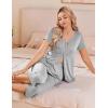 Ekouaer Women’s Pajama Sets Short Sleeve Sleepwear Button Up Pj Loungewear Top and Capri Pants with Pockets(Light Grey 1)