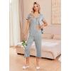 Ekouaer Women’s Pajama Sets Short Sleeve Sleepwear Button Up Pj Loungewear Top and Capri Pants with Pockets(Light Grey 1)