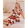 Ekouaer Women’s Pajama Sets Short Sleeve Sleepwear Button Up Pj Loungewear Top and Capri Pants with Pockets(Red Floral)