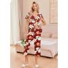 Ekouaer Women’s Pajama Sets Short Sleeve Sleepwear Button Up Pj Loungewear Top and Capri Pants with Pockets(Red Floral)