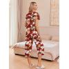 Ekouaer Women’s Pajama Sets Short Sleeve Sleepwear Button Up Pj Loungewear Top and Capri Pants with Pockets(Red Floral)