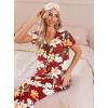 Ekouaer Women’s Pajama Sets Short Sleeve Sleepwear Button Up Pj Loungewear Top and Capri Pants with Pockets(Red Floral)
