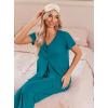 Ekouaer Women’s Pajama Sets Short Sleeve Sleepwear Button Up Pj Loungewear Top and Capri Pants with Pockets(Teal)