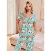 Ekouaer Women’s Pajama Sets Short Sleeve Sleepwear Button Up Pj Loungewear Top and Capri Pants with Pockets(Turquoise Floral)