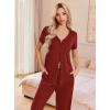 Ekouaer Women’s Pajama Sets Short Sleeve Sleepwear Button Up Pj Loungewear Top and Capri Pants with Pockets(Wine Red)