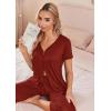 Ekouaer Women’s Pajama Sets Short Sleeve Sleepwear Button Up Pj Loungewear Top and Capri Pants with Pockets(Wine Red)