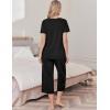 Ekouaer Womens Pajama Sets Soft Cotton Pj Short Sleeve Top with Capri Pants Sleepwear 2 Piece Print Loungewear,S-XXL(Black)