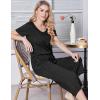 Ekouaer Womens Pajama Sets Soft Cotton Pj Short Sleeve Top with Capri Pants Sleepwear 2 Piece Print Loungewear,S-XXL(Black)