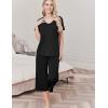 Ekouaer Womens Pajama Sets Soft Cotton Pj Short Sleeve Top with Capri Pants Sleepwear 2 Piece Print Loungewear,S-XXL(Black)