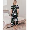 Ekouaer Womens Pajama Sets Soft Cotton Pj Short Sleeve Top with Capri Pants Sleepwear 2 Piece Print Loungewear,S-XXL(Black Flower)