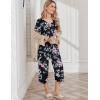 Ekouaer Womens Pajama Sets Soft Cotton Pj Short Sleeve Top with Capri Pants Sleepwear 2 Piece Print Loungewear,S-XXL(Black Pink Flower)