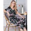 Ekouaer Womens Pajama Sets Soft Cotton Pj Short Sleeve Top with Capri Pants Sleepwear 2 Piece Print Loungewear,S-XXL(Black Pink Flower)