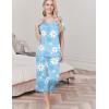 Ekouaer Womens Pajama Sets Soft Cotton Pj Short Sleeve Top with Capri Pants Sleepwear 2 Piece Print Loungewear,S-XXL(Blue Flower)