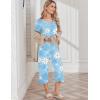 Ekouaer Womens Pajama Sets Soft Cotton Pj Short Sleeve Top with Capri Pants Sleepwear 2 Piece Print Loungewear,S-XXL(Blue Flower)