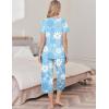 Ekouaer Womens Pajama Sets Soft Cotton Pj Short Sleeve Top with Capri Pants Sleepwear 2 Piece Print Loungewear,S-XXL(Blue Flower)