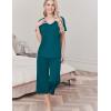 Ekouaer Womens Pajama Sets Soft Cotton Pj Short Sleeve Top with Capri Pants Sleepwear 2 Piece Print Loungewear,S-XXL(Blue Green)