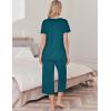 Ekouaer Womens Pajama Sets Soft Cotton Pj Short Sleeve Top with Capri Pants Sleepwear 2 Piece Print Loungewear,S-XXL(Blue Green)