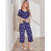 Ekouaer Womens Pajama Sets Soft Cotton Pj Short Sleeve Top with Capri Pants Sleepwear 2 Piece Print Loungewear,S-XXL(Blue Moon)