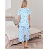 Ekouaer Womens Pajama Sets Soft Cotton Pj Short Sleeve Top with Capri Pants Sleepwear 2 Piece Print Loungewear,S-XXL(Blue Star)