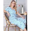 Ekouaer Womens Pajama Sets Soft Cotton Pj Short Sleeve Top with Capri Pants Sleepwear 2 Piece Print Loungewear,S-XXL(Blue Star)
