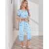 Ekouaer Womens Pajama Sets Soft Cotton Pj Short Sleeve Top with Capri Pants Sleepwear 2 Piece Print Loungewear,S-XXL(Blue Star)