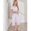 Ekouaer Womens Pajama Sets Soft Cotton Pj Short Sleeve Top with Capri Pants Sleepwear 2 Piece Print Loungewear,S-XXL(Blue White Flower)