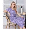 Ekouaer Womens Pajama Sets Soft Cotton Pj Short Sleeve Top with Capri Pants Sleepwear 2 Piece Print Loungewear,S-XXL(Blue and White Dot)