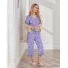 Ekouaer Womens Pajama Sets Soft Cotton Pj Short Sleeve Top with Capri Pants Sleepwear 2 Piece Print Loungewear,S-XXL(Blue and White Dot)