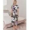 Ekouaer Womens Pajama Sets Soft Cotton Pj Short Sleeve Top with Capri Pants Sleepwear 2 Piece Print Loungewear,S-XXL(Brown Flower)