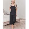 Ekouaer Womens Pajama Sets Soft Cotton Pj Short Sleeve Top with Capri Pants Sleepwear 2 Piece Print Loungewear,S-XXL(Dark Grey)