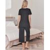 Ekouaer Womens Pajama Sets Soft Cotton Pj Short Sleeve Top with Capri Pants Sleepwear 2 Piece Print Loungewear,S-XXL(Dark Grey)