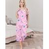 Ekouaer Womens Pajama Sets Soft Cotton Pj Short Sleeve Top with Capri Pants Sleepwear 2 Piece Print Loungewear,S-XXL(Flower Pink)