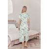 Ekouaer Womens Pajama Sets Soft Cotton Pj Short Sleeve Top with Capri Pants Sleepwear 2 Piece Print Loungewear,S-XXL(Green Flowers)