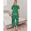 Ekouaer Womens Pajama Sets Soft Cotton Pj Short Sleeve Top with Capri Pants Sleepwear 2 Piece Print Loungewear,S-XXL(Green Leaves)