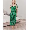 Ekouaer Womens Pajama Sets Soft Cotton Pj Short Sleeve Top with Capri Pants Sleepwear 2 Piece Print Loungewear,S-XXL(Green Leaves)