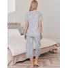 Ekouaer Womens Pajama Sets Soft Cotton Pj Short Sleeve Top with Capri Pants Sleepwear 2 Piece Print Loungewear,S-XXL(Grey Coffee)