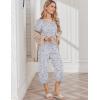 Ekouaer Womens Pajama Sets Soft Cotton Pj Short Sleeve Top with Capri Pants Sleepwear 2 Piece Print Loungewear,S-XXL(Grey Coffee)