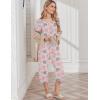 Ekouaer Womens Pajama Sets Soft Cotton Pj Short Sleeve Top with Capri Pants Sleepwear 2 Piece Print Loungewear,S-XXL(Grey Flower)